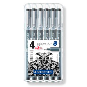 Set estilógrafos staedtler pigment liner 4+2