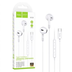 Audífonos Tipo C Hoco M109 color blanco con sonido Hi-Fi